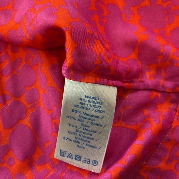 Boden Blouse Womens US 6R Orange Purple Silk Blend Pullover 3/4 Sleeve- 3496 - Picture 5 of 6